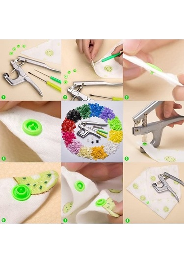 Novahub Çocuk Giysileri Kurulum Aracı Renkli Plastik Reçine Pense, 24 Renk, 360 Takım T5 Çıtçıtlı Düğme + Alet