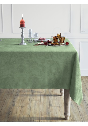 Daily Series Kadife Dokulu Ada Çayı Rengi Masa Örtüsü Ada Çayı