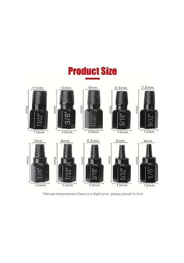 Sunshine011 10 Parça Heavy Duty Cıvata Sökme Seti Somun Çıkarma Kiti