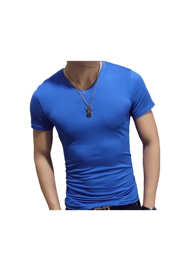 Snapbuymoda Erkek Yazlık Kısa Kollu V Yaka Polyester Tişörtgreenerkek Green