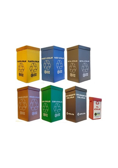 Sıfır Atık Kolisi 70 Litre 7li Set Polikarbon Karışık Renk