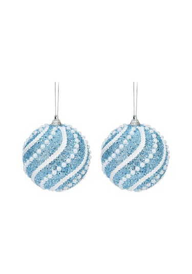 Monyee 8 Cm Abs Plastik Noel Topu Seti, Mavi 2'li Paket, Noel Dekorasyonu, Festivite Atmosferi Oluşturur