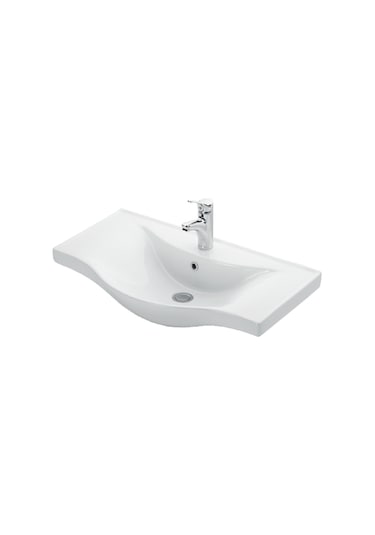 Yıldız 75 Cm Beyaz Mdf Lavabolu Ayaklı Kulplu Banyo Alt Dolabı Beyaz
