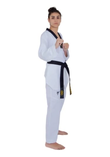 Haşado Ultra Fighter Profesyonel Siyah Yaka Tekvando Elbise Beyaz