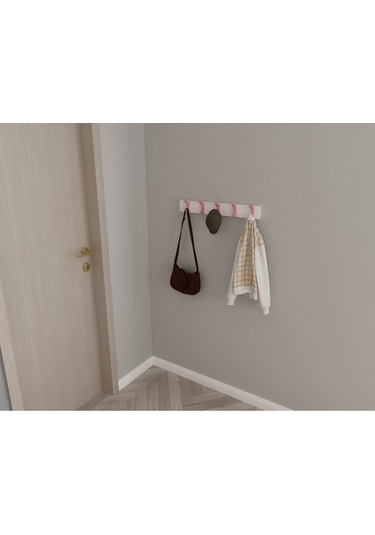 Hepsi3boyutlu Modern Duvar & Kapı Kanca Askılık - 5 Adet Pembe Kanca Askılık - Model No : 2 Pembe