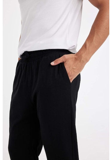 DeFacto Regular Fit Beli Bağcıklı Düz Paça Cepli Pijama Altı Z7323AZ24AUBK81