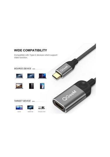 Sones Qgeem Qg-ua01 Usb Type-c - Hdmı Adaptörü Gümüş Gri