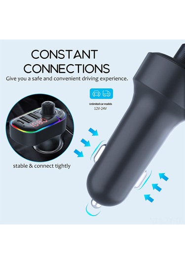 Teltree "bluetooth Fm Verici & Hızlı Şarj Cihazı - Usb/type C Çift Portlu Araç Şarj Aleti"