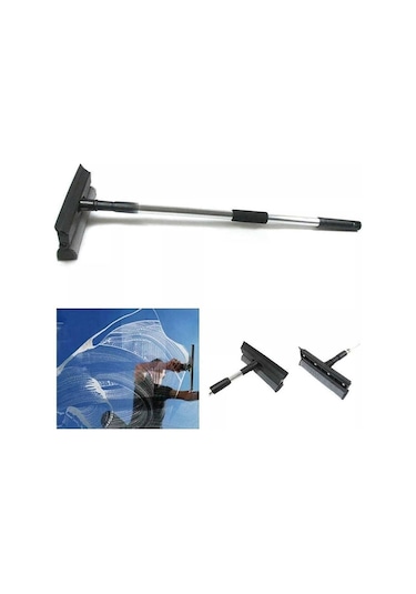 Akvaryum Temizleme Teleskopik Sap - Çekçekli Cam Silme Aparatı Siyah