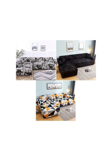 Sones Kumaş Yüksek Elastik Her Şey Dahil Tembel Kanepe Kılıfı, Boyut: 4 Kişilik Blackstone