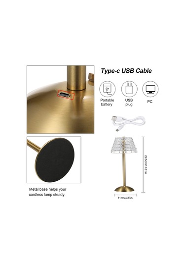 Springsun Led Kablosuz Masa Lambası Şarj Edilebilir Masa Lambası Dokunmatik Kontrol 3 Işık Rengi Kademesiz Kısılabilir Gece