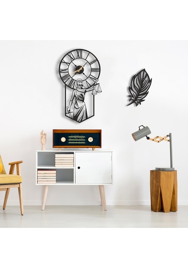 50X30 Dekoratif Duvar Saati + Ahşap Tablo 35 Cm (487866274) Siyah
