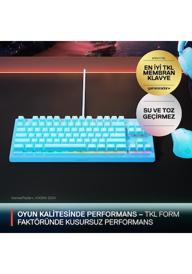 Steelseries Apex 3 Tkl Rgb Suya Ve Toza Dayanıklı Türkçe Gaming Klavye Mavi