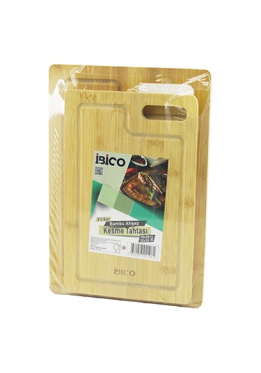 2pcs Setd.dörtgen Kenarlı - Oval Delikli Ahşap Bambu Kesim Panosu - Kesme Tahtası 18x28x1cm--22x32x1cm 5256 Çok Renkli