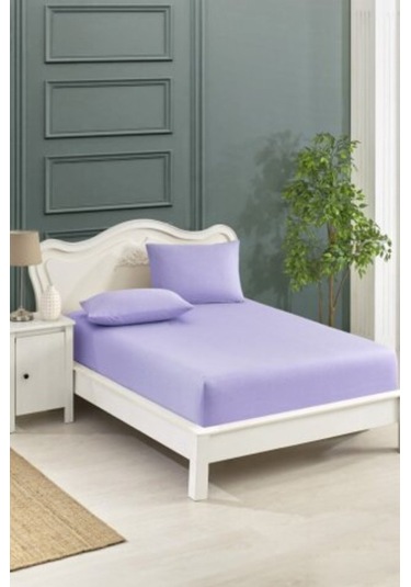 Lastikli Fıtted Tek Kişilik Yastıklı Çarşaf Seti Lila