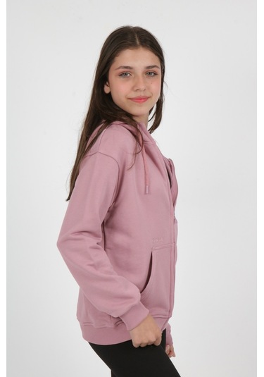 Toontoy Kız Çocuk Cep Üstü New Coll Nakışlı Hırka Gül Kurusu