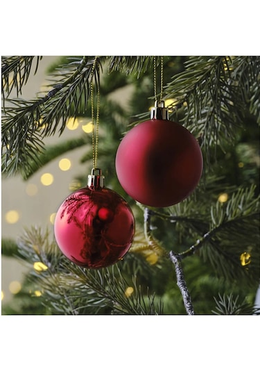 Yılbaşı Süsü 10 Adet 6 Cm Top Süs Kırmızı