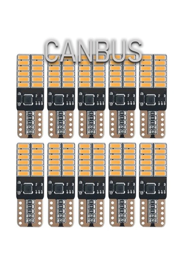 10 Adet T10 Led Park Plaka Tavan Ampulü 24 Ledli Turuncu Sadece 12 Volt Araçlar