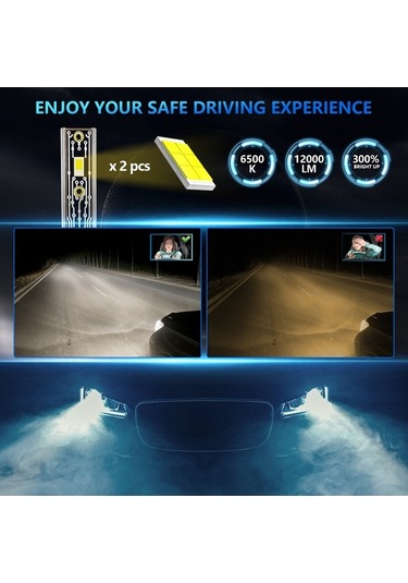 Pazly H1 Ip68 Su Geçirmez Araba Led Far Ampulü Gri, Dayanıklı Ve Parlak