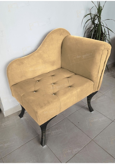 Yeni Model Ters Kol Tekli Köşe Koltuğu Josefin Bench Siyah Ayak Siyah