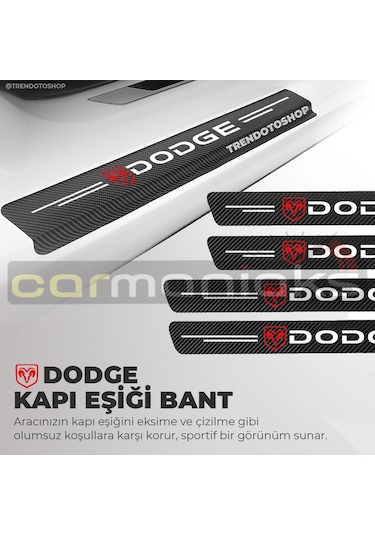 Dodge Uyumlu Karbon Kapı Eşiği Folyo 4'Lü Set
