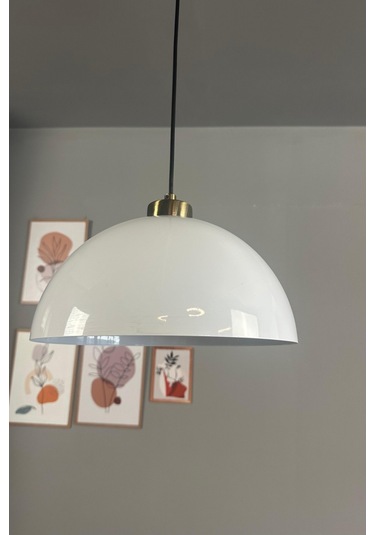 Yimpi Beyaz Avize Küçük Plafonyer Başlık Tekli Sarkıt Salon Mutfak Kuaför Cafe Lamba Dekoratif Beyaz