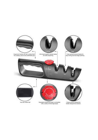 Lmetjma Ayarlanabilir Açılı Bıçak Bileyici 3 Aşamalı El Tipi Manuel Bileyici Profesyonel Bıçak Makas Bileyici Taşı Jt287