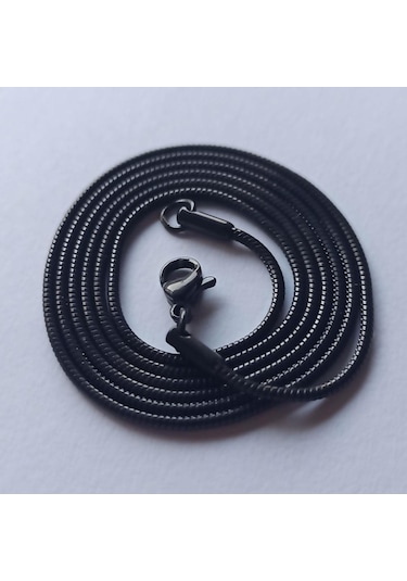Snake Yılan Model Siyah Erkek Çelik Kolye Zincir Yuvarlak Model (533606585) Çelik