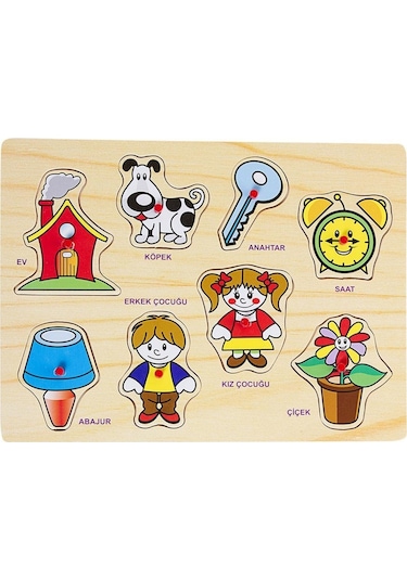 Ahşap Puzzle Eşyalar, Çocuk Öğretici Puzzle Seti