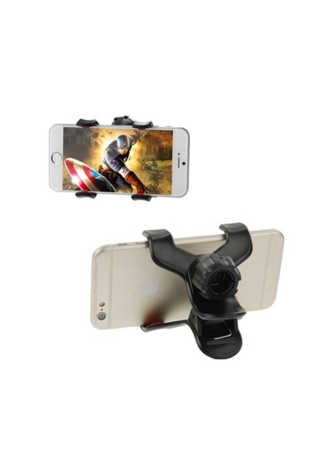 2'li Mobil Tutucu - Cep Telefonu İçin Kelepçeli Bükülebilir Stand, Siyah Çok Renkli