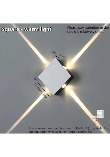 Fastbuy Modern Minimalist Led Duvar Lambası Beyaz 12w Dairesel Kolay Kurulum Alüminyum Kare Oturma Odası Sıcak Işık Beyaz