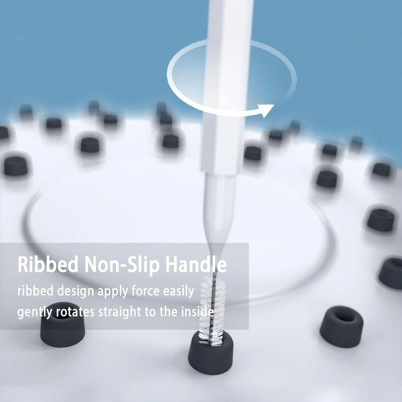 Dofolink Duş Başlığı Tıkanıklık Açıcı Seti - 20 Adet Nylon Fırça İle Delik Temizliği, Anti-kayma Kolu Ve Depolama Kutusu - Banyo Temizlik Aleti Beyaz