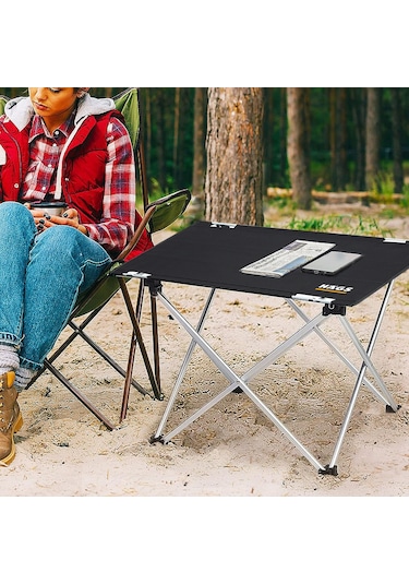 Haegs Ultralight Katlanır Kamp Masası, Piknik, Bbq, Balıkçılık, Avcılık, Plaj İçin Masa Orta Siyah