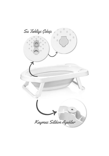 Hobby Life Fileli Gri Katlanır Bebek Küvet Banyo Seti Gri