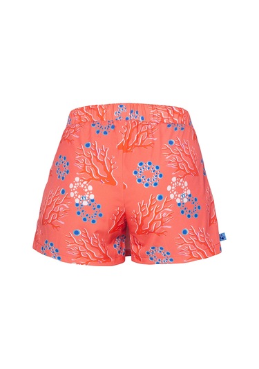 Anemoss Mercan Kadın Şort Etek Lastikli Bel, Bağcıklı, Pembe Desenli Yazlık Skort Çok Renkli