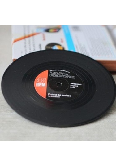 6 Adet Record Coaster Temizlemesi Kolay Hafif Retro Disk Kayıt Bardak Ev Restoran Bar Partisi İçin Siyah