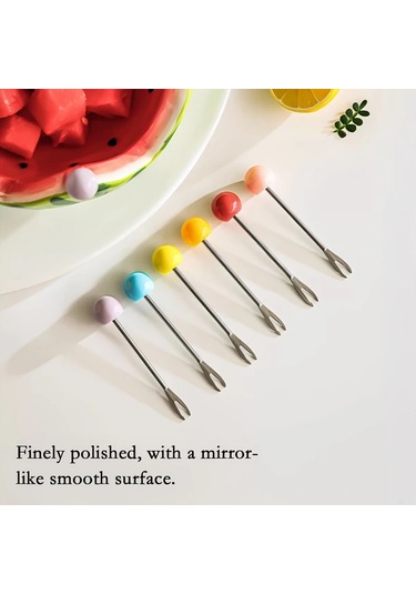 Honeybeeshop Kırmızı İçli Karpuz Kasesi 6 Çatal Ve Paslanmaz Desert Cocktail Kaşıkları Seti Kırmızı Dolgu Karpuz Kasesi