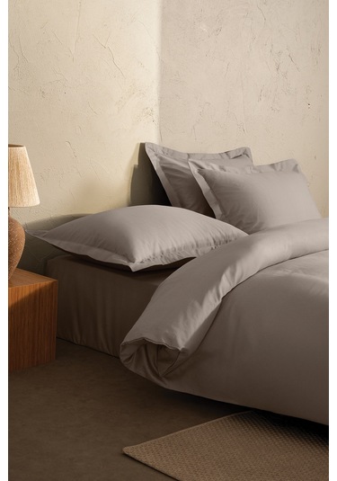 Puffy Andra Çift Kişilik Saten Nevresim Takımı - Grej Bej