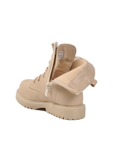 Bej İçi Polarlı Bağcıklı Fermuarlı Kız Çocuk Bot 24028 P Bej