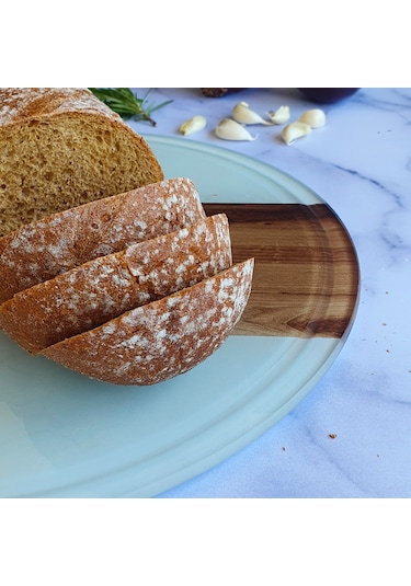 Kanallı Cam Kesme Tablası | Şerit Ahşap Görünüm | Çap32cm