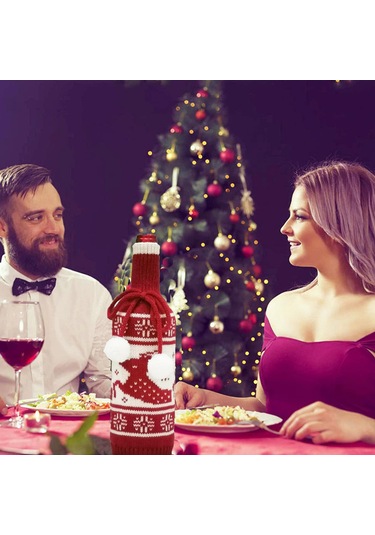 Ruicoo Noel Dekorasyonu Açık Renkli Akrilik Triko Şarap Flasörü - Ev & Restoran Partileri İçin Dayanıklı Dekoratif Kılıf