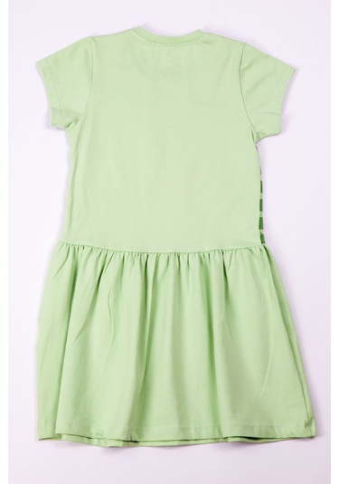 Kız Çocuk Elbise Baskılı A37 SU YEŞİLİ