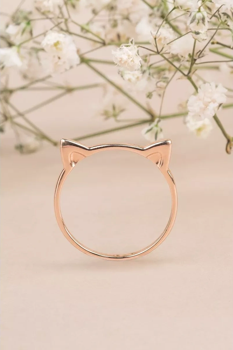 Veronika 925 Ayar Gümüş Yüzük Kedi Kulaklığı 79989609 Altın