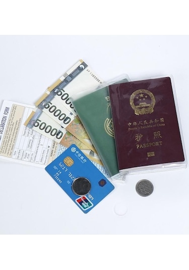 Trendooze Tutucu Tutucu Su Seyahat Şeffaf Pvc Pasaport Kimlik Kılıfı Kılıf Kartı Kapak Geçirmez Cüzdan Beyaz At Beyaz