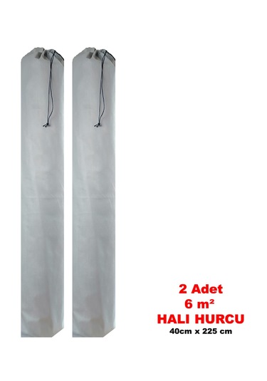 2 Adet 6m2 İçin Tela Kumaş Halı Hurcu Bağcıklı Açık Bej