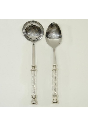 Kristal 2 Parça Pilav Kaşığı Ve Çorba Kepçesi Seti Gümüş