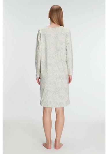 Bicomi Pamuklu Uzun Kollu Gecelik Yeşil