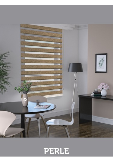 Br Perle Kırçıllı Kahve Renk Bambu Stor Zebra Perde Yüksek Kalite Alüminyum Kasa Kırçıllı Kahve