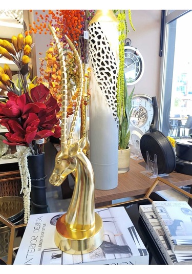 Deer Head Gold 13x15x55 Cm