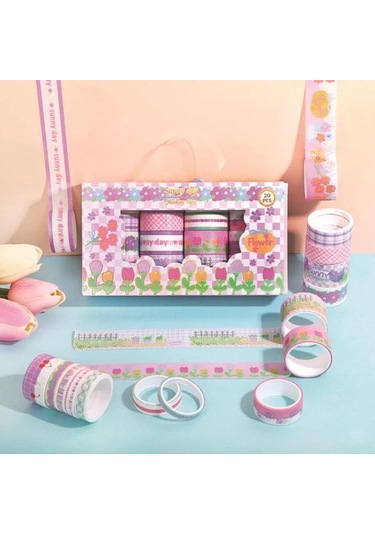 Dikdörtgen Vintage Washi Tape Bant Yapışkanlı Maskeleme Kağıdı Desenli Bant 20'li - Sunny Day 1